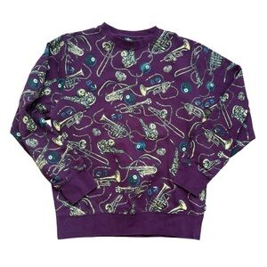 Stussy Men's Sweatshirt Crew Neck Purple Graphic Sweatshirt Eggplant Brass Sz. M